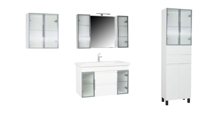 Oglinda seria 758, montata, alb, 100x68 cm [5]