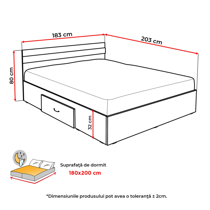 Pat Alma 180x200 cu sertar pentru dormitor - ExpoMob [4]