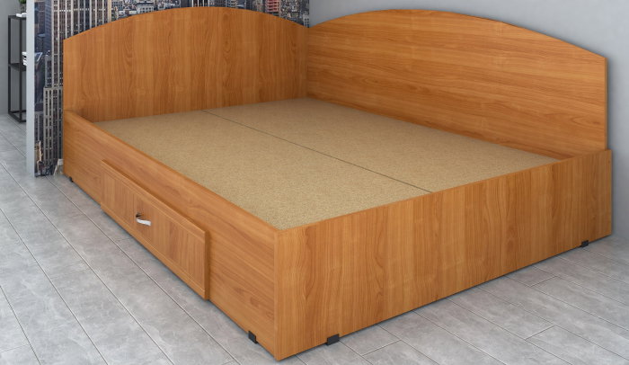 Pat de colt, sertar lateral pe role, maro deschis, 140x200 cm - ExpoMob [3]