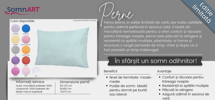 Perna 70x70 Somnart Belina, microfibra, lavabila la masina, vidata, Roz [4]