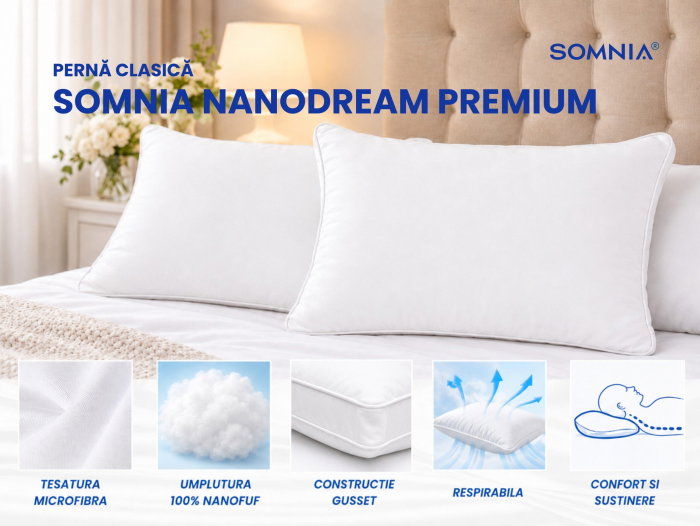 Perna clasica din nanofibra Somnia Élite Damasc, 50 x 70 cm, la geanta [10]