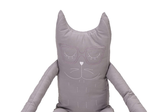 Perna in forma de pisica SomnArt, bumbac, umplutura lavanda, Gri [2]