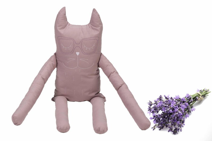 Perna in forma de pisica SomnArt, bumbac, umplutura lavanda, Roz [1]