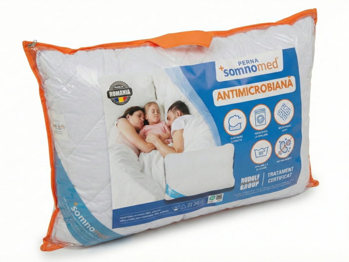 Perna Somnomed Antimicrobiana lavabila la 95°C - 50 x 70 cm, ambalata la geanta cu manere [14]