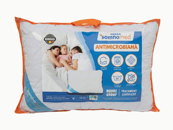 Perna Somnomed Antimicrobiana lavabila la 95°C - 50 x 70 cm, ambalata la geanta cu manere [13]