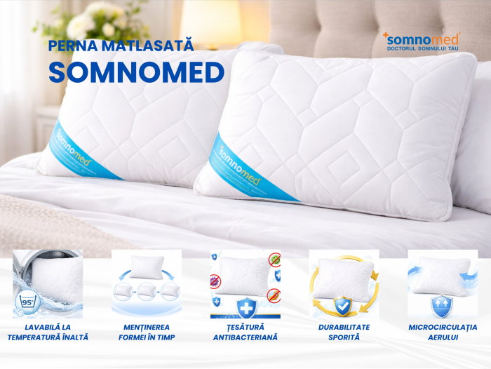 Perna Somnomed Antimicrobiana lavabila la 95°C - 50 x 70 cm, ambalata la geanta cu manere [3]