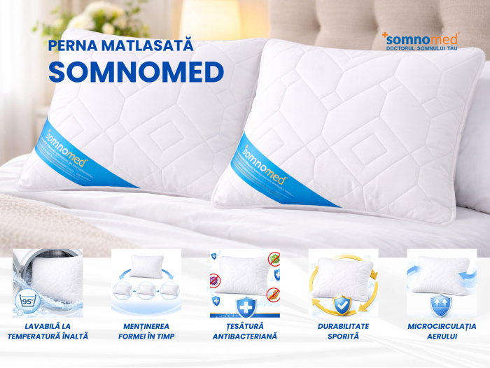 Set 2 Perne Somnomed Antimicrobiene lavabile la 95°C - 70 x 70 cm, vidat [4]