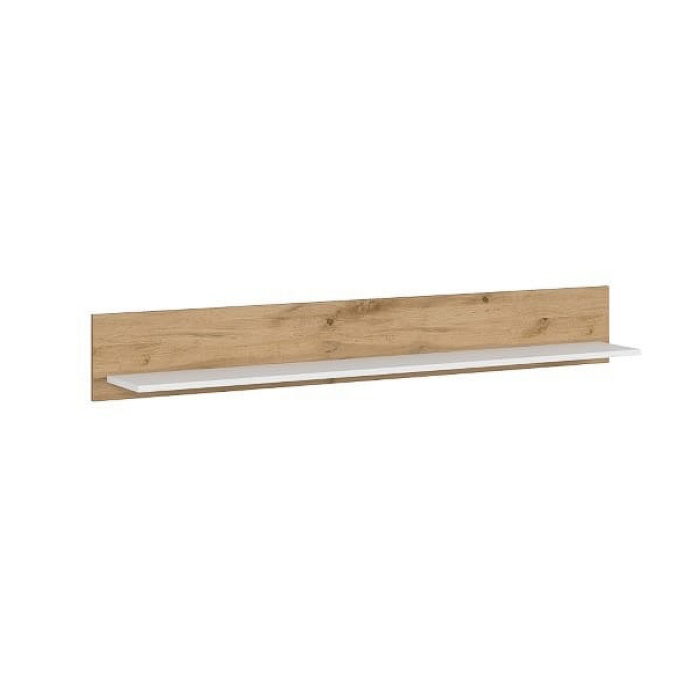 Raft suspendat VIGO, alb + stejar wotan, 150x20x21 cm