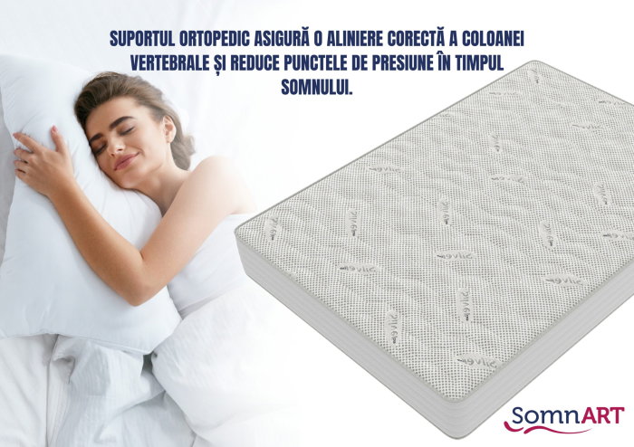 Saltea cu memorie si arcuri Silver Evolution Pocket Spring, Horeca, 200x200, inaltime 30 cm, husa tricot Silver, fermitate medie [3]