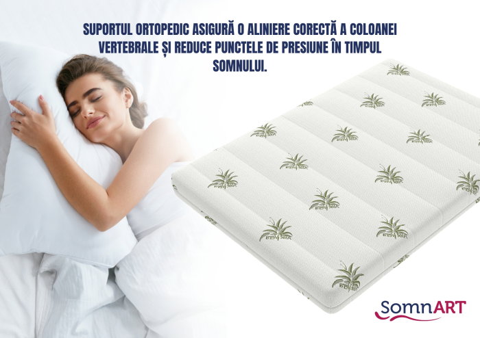 Saltea cu memorie Somnart XXL Memory Plus 140x200, înălțime 25 cm, pentru persoane supraponderale, husă Aloe Vera detașabilă, rulată, fermitate mare [10]