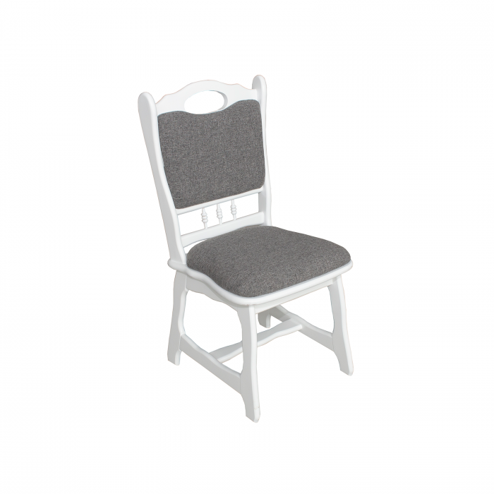 Scaun living FLANDER, cadru alb + stofa gri inchis, 50x48x95 cm