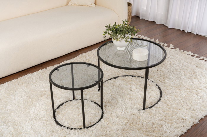 Set 2 masute de cafea BLACK-60-42, 60x60x43 cm [4]