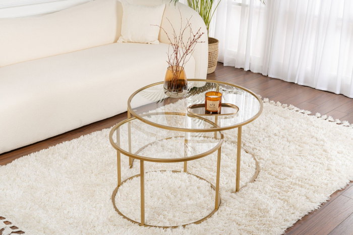 Set 2 masute de cafea GOLD-80-60, 80x80x43 cm [2]