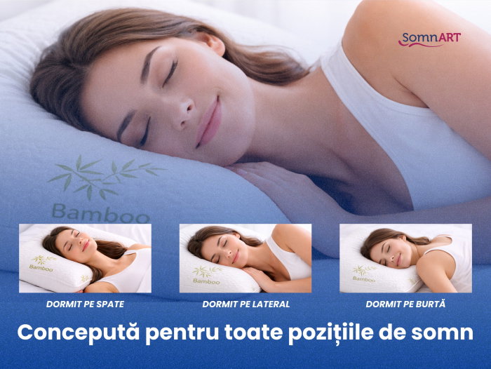 Set 2 perne Bamboo Memory Somnart, husa detasabila bambus, 50x70 cm [5]