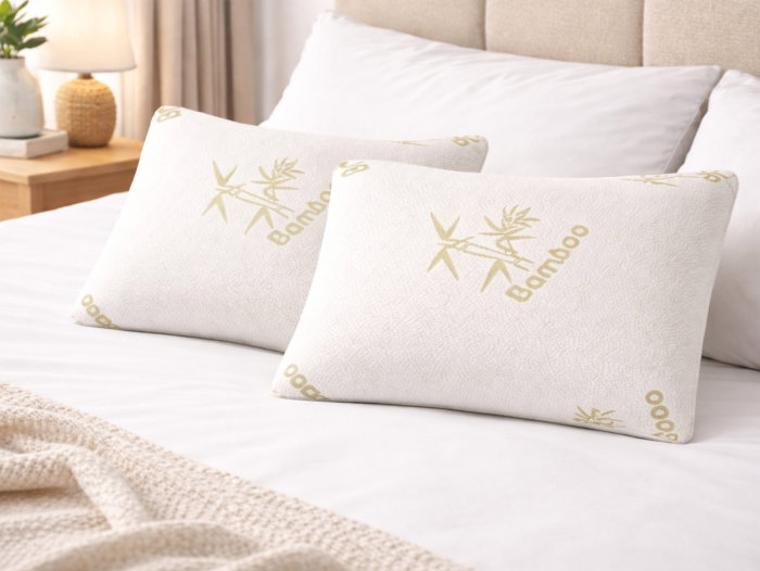 Set 2 perne Bamboo Memory Somnart, husa detasabila bambus, 50x70 cm [6]