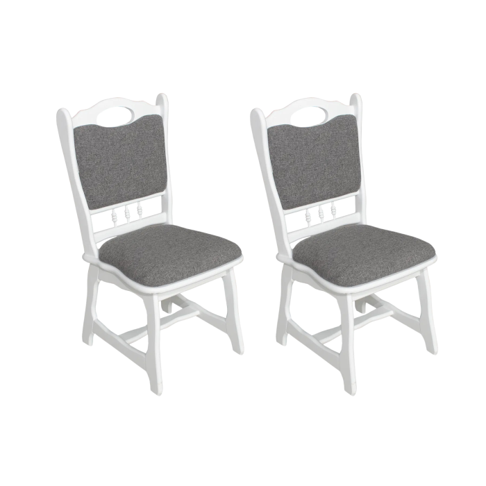 Set 2 scaune living FLANDER, cadru alb + stofa gri inchis, 50x48x95 cm [1]