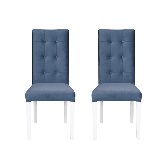 Set 2 scaune living TEO LUX, picioare lemn alb, stofa albastru deschis, 46x60x98 cm