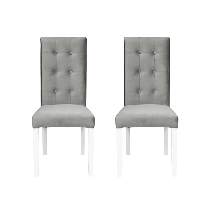 Set 2 scaune living TEO LUX, picioare lemn alb, stofa bej, 46x60x98 cm