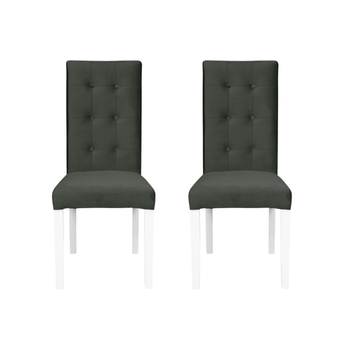 Set 2 scaune living TEO LUX, picioare lemn alb, stofa gri inchis, 46x60x98 cm