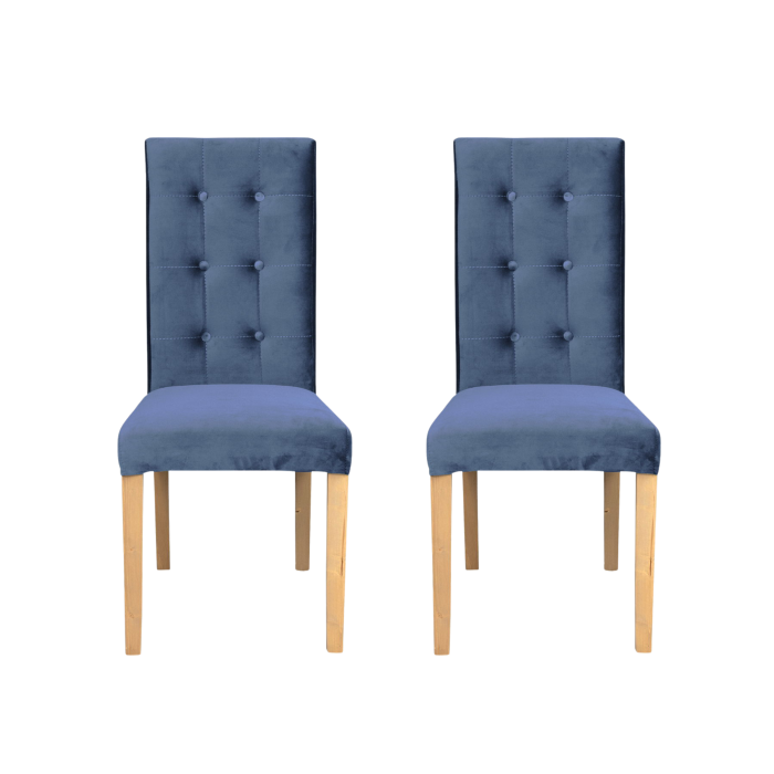 Set 2 scaune living TEO LUX, picioare lemn natur, stofa albastru deschis, 46x60x98 cm