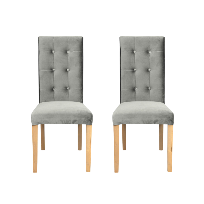 Set 2 scaune living TEO LUX, picioare lemn natur, stofa bej, 46x60x98 cm