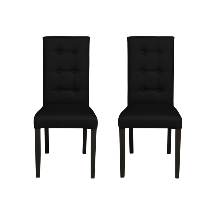 Set 2 scaune living TEO LUX, picioare lemn wenge, piele ecologica negru, 46x60x98 cm