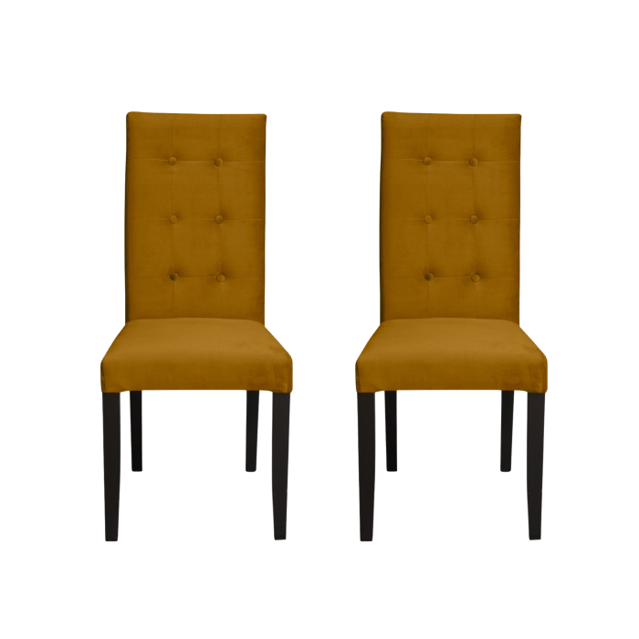 Set 2 scaune living TEO LUX, picioare lemn wenge, stofa galben, 46x60x98 cm