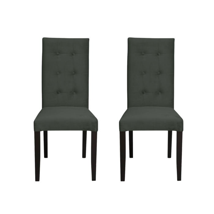 Set 2 scaune living TEO LUX, picioare lemn wenge, stofa gri inchis, 46x60x98 cm