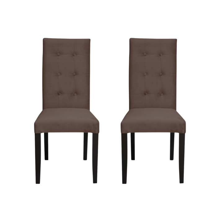 Set 2 scaune living TEO LUX, picioare lemn wenge, stofa maro, 46x60x98 cm