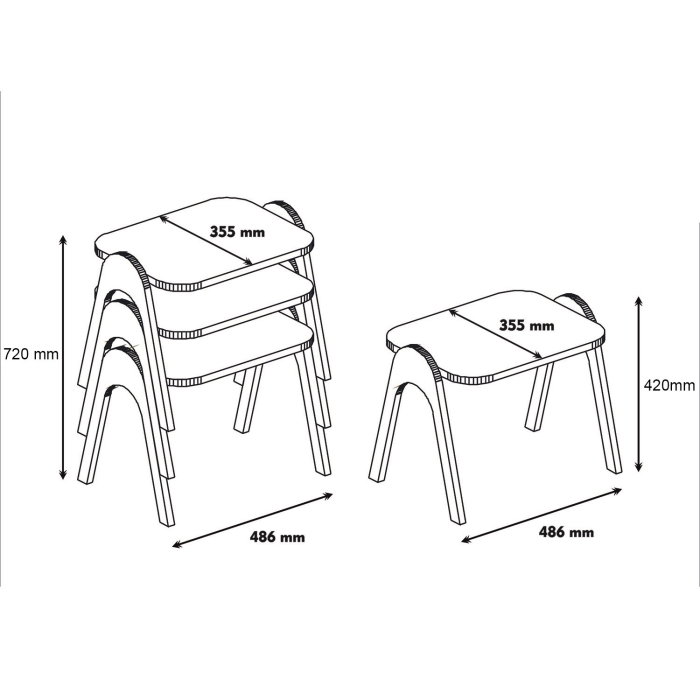 Set 3 masute de cafea PARIS, 48,6x35,5x42 cm [4]