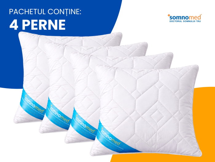 Set 4 Perne Somnomed Antimicrobiene lavabile la 95°C - 70 x 70 cm, vidat [2]