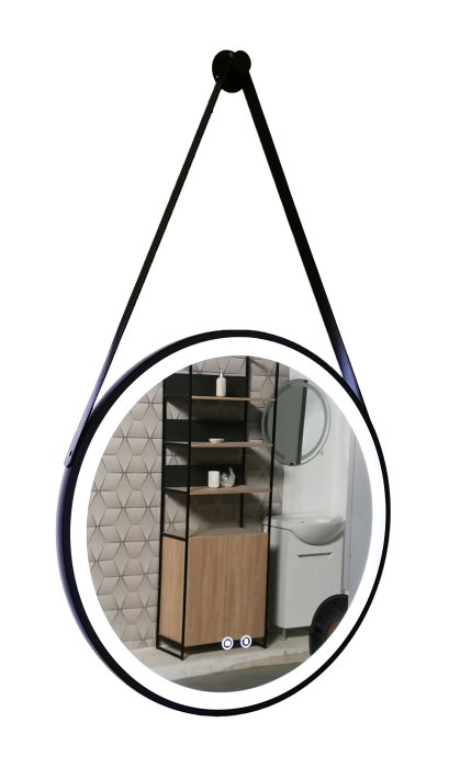 Set Baza front MDF cu Lavoar si Oglinda cu iluminare LED, seria 009, suspendata, cu sertare, 60 cm, alb [10]