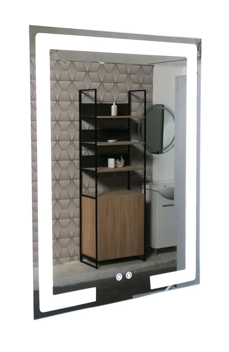 Set Baza front MDF cu Lavoar si Oglinda cu iluminare LED, seria 733, cu sertare, montat, 60 cm, alb [9]