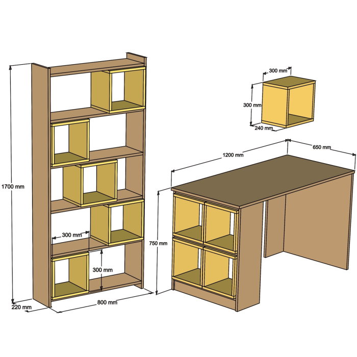 Set birou si biblioteca BOX, 3 piese [4]