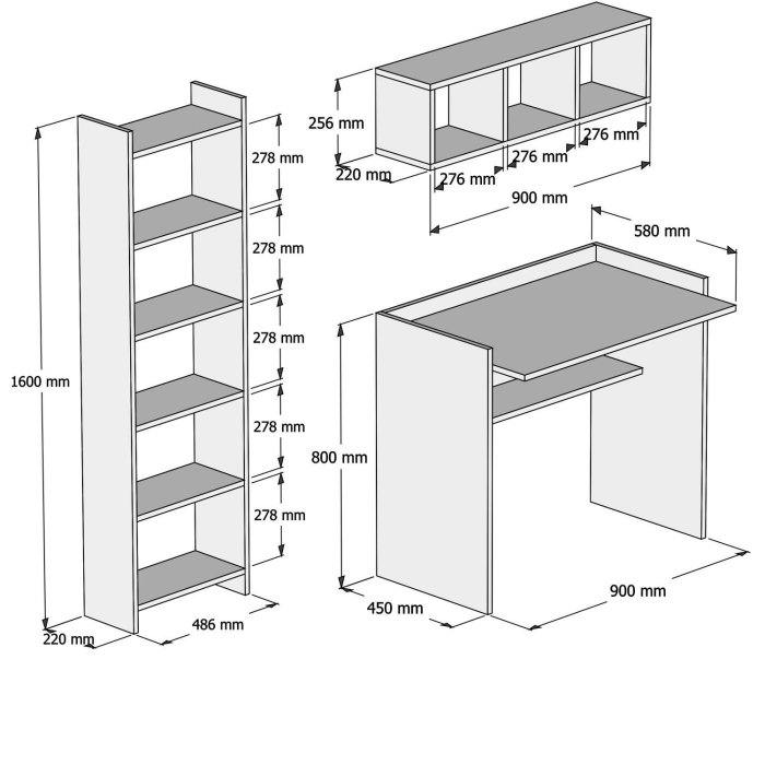 Set birou si biblioteca MATILDA, 3 piese [4]