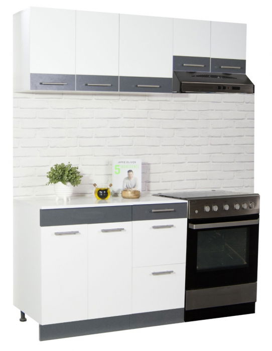Set bucatarie SARONA 160 cm, 5 corpuri, blat PAL, alb + antracit