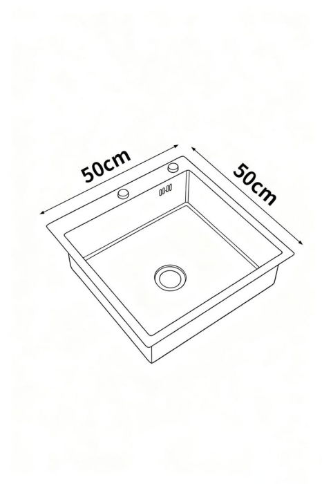 Set chiuveta bucatarie, inox 3 mm, baterie extractibila 3 functii, cos scurgere vase, dozator detergent, 50x50 cm [4]