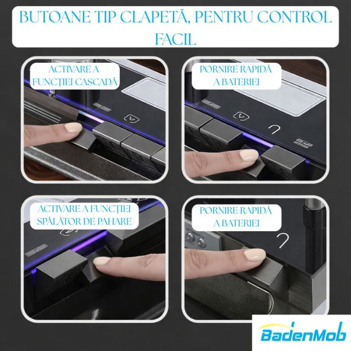 Set chiuveta multifunctionala smart, inox 3 mm, afisaj digital, doua cascade, spalator pahare, dozator detergent, baterie extensibila cu 3 functii, tocator, tava si sita inclusa, antizgarieturi, 75X45 cm [7]