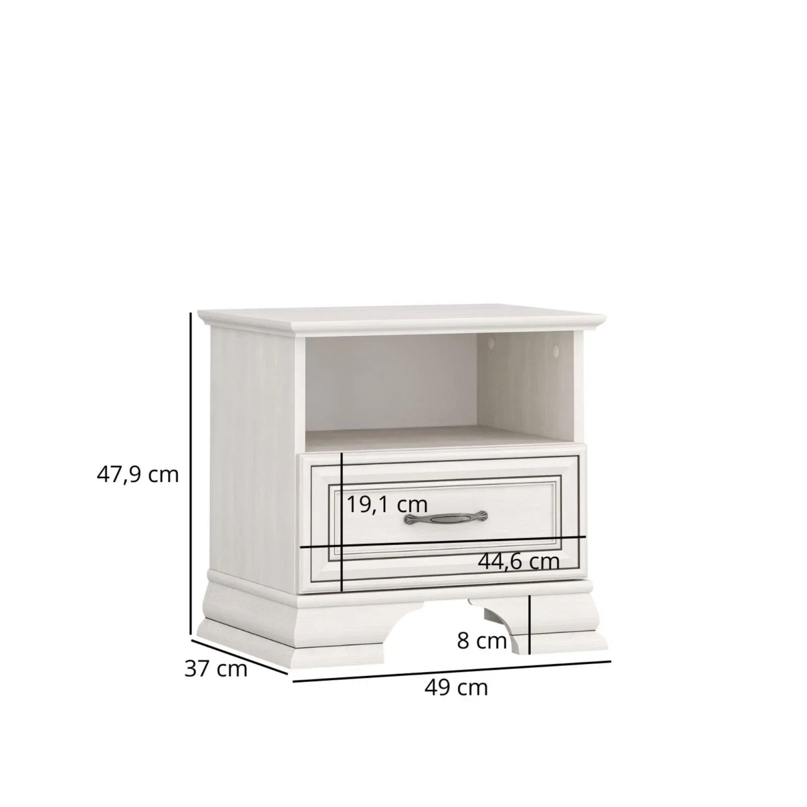 Set dormitor TIFFANY II, 5 piese, pat 160x200 cm, dulap 3 usi si 4 sertare, comoda, 2 noptiere, crem fineline [11]