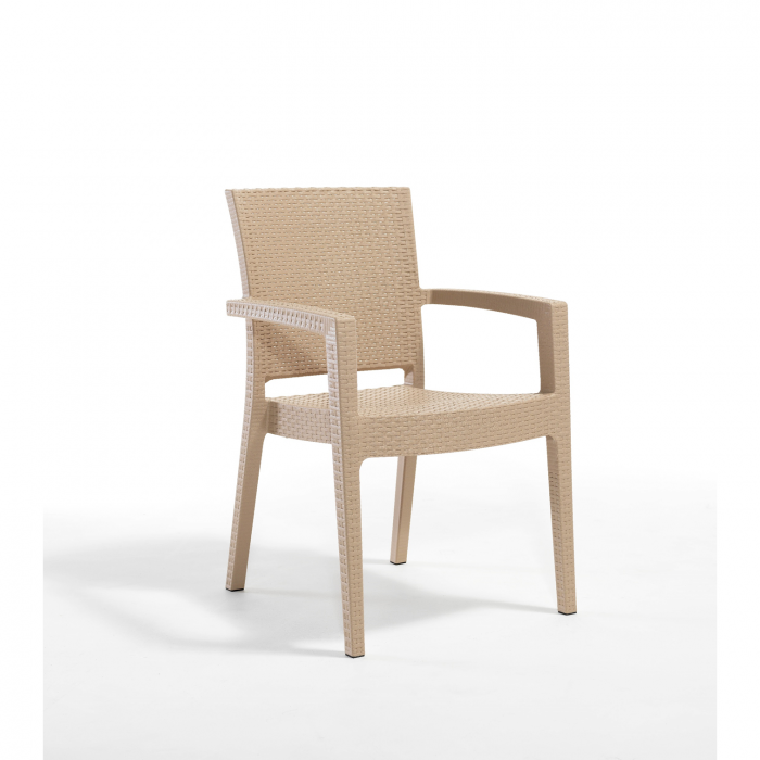 Set gradina cu masa CLASSI 90x90 cm + 4 scaune PARIS 62x58x88 cm, model ratan, cappuccino - ExpoMob [3]