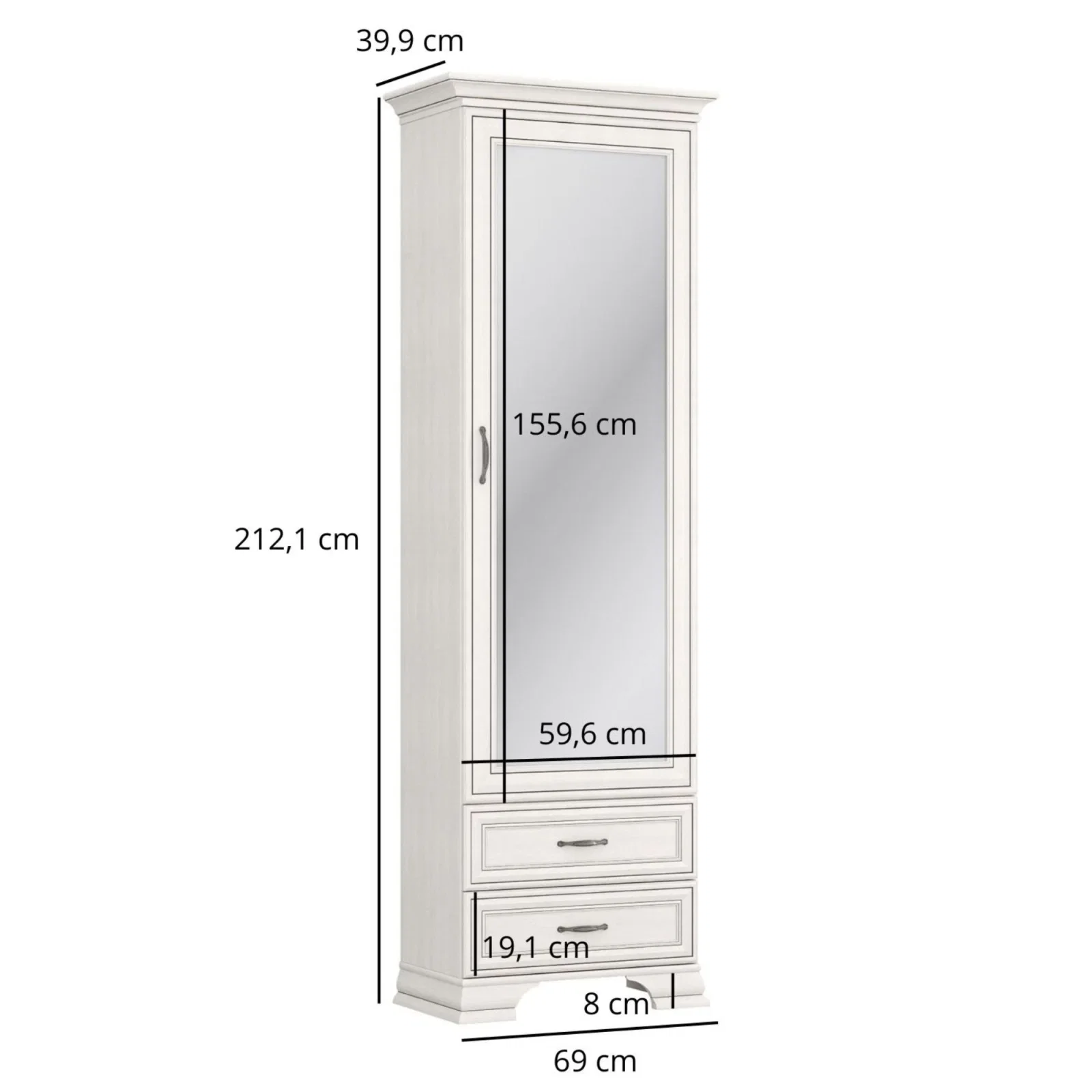 Set hol TIFFANY II, 4 piese, biblioteca 1 usa si 2 sertare, cuier suspendat , pantofare, crem fineline [11]