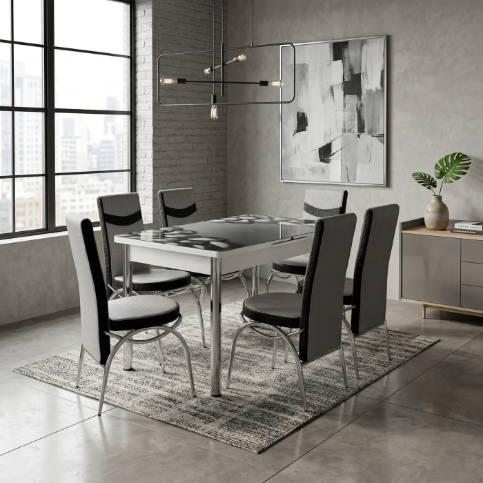 Set Lara, masa extensibila cu 6 scaune, 165x80x65 cm - ExpoMob [4]