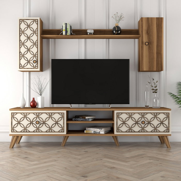 Set Living CLASS S, comoda TV cu raft de perete si dulapuri [5]