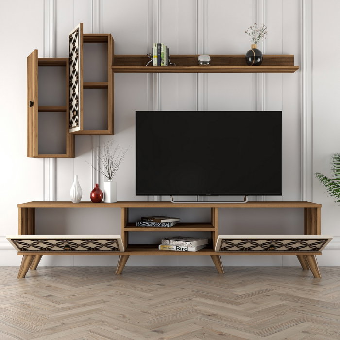 Set Living CLASS S, comoda TV cu raft de perete si dulapuri [4]