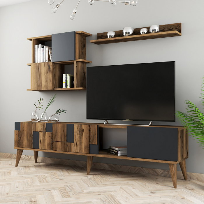 Set Living MADRID, comoda TV si corpuri suspendate, 180x33,8x48,6 cm [4]