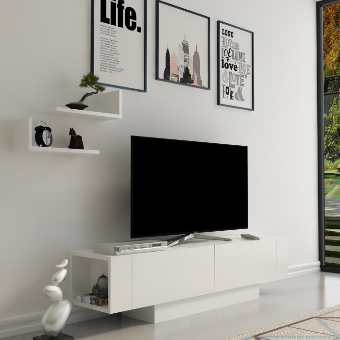 Set Living MATERA, comoda TV si rafturi suspendate, 150x31,5x41,6 cm [2]