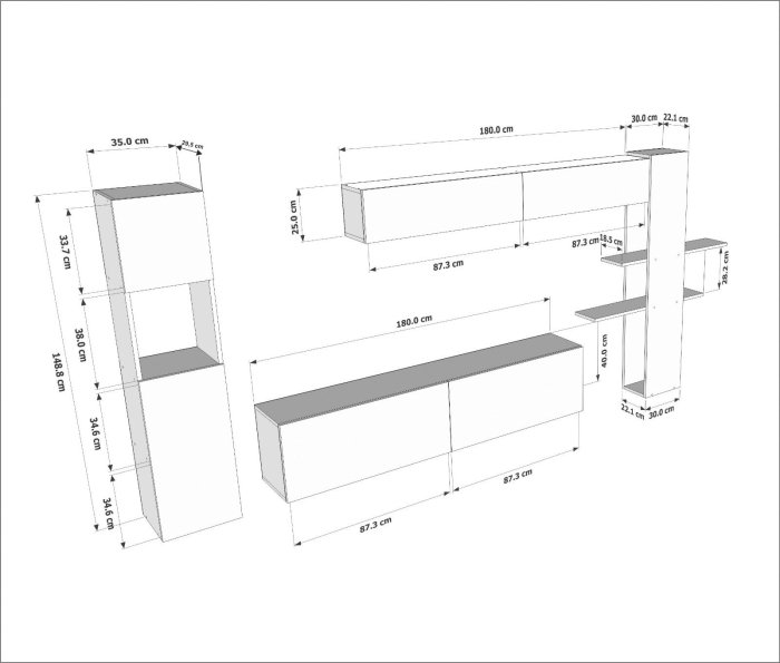 Comoda TV MAXI, 215x31,5x150 cm [8]