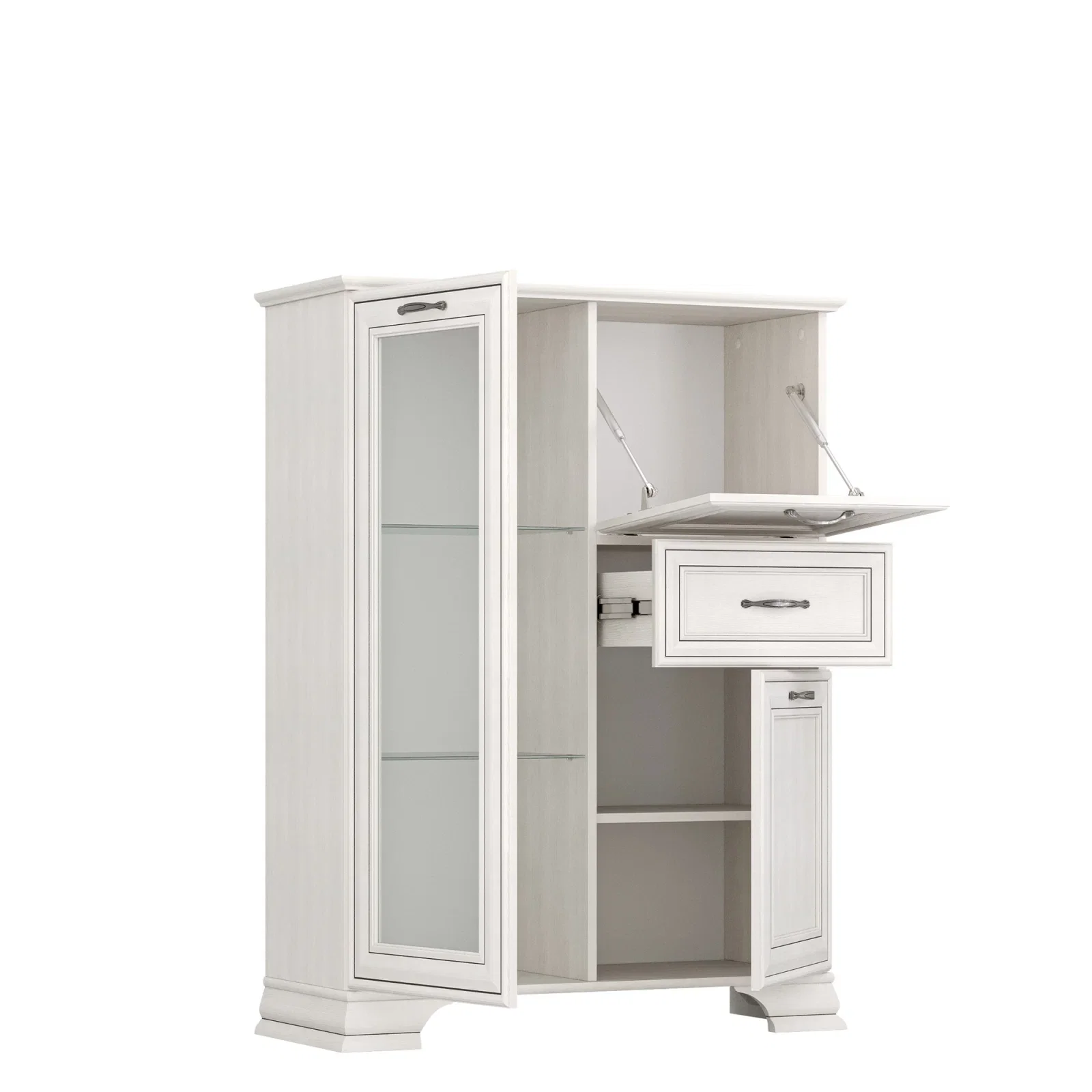 Set living TIFFANY II, 3 piese, comode TV cu 2 sertare, comoda cu 3 usi si 1 sertar, masuta de cafea, crem fineline [3]