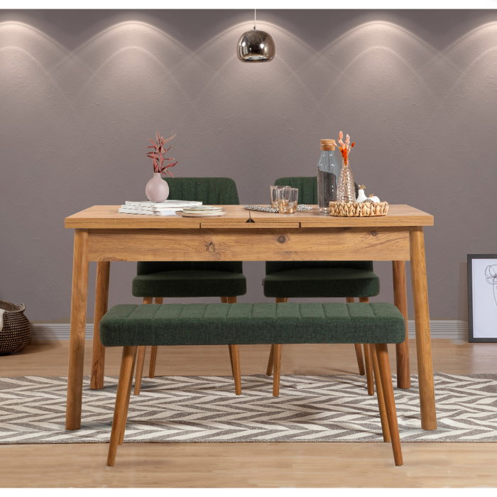 Set masa extensibila si scaune SANTIAGO ATLANTICE, 4 piese, pin atlantic, 120-153x75x77 cm [2]