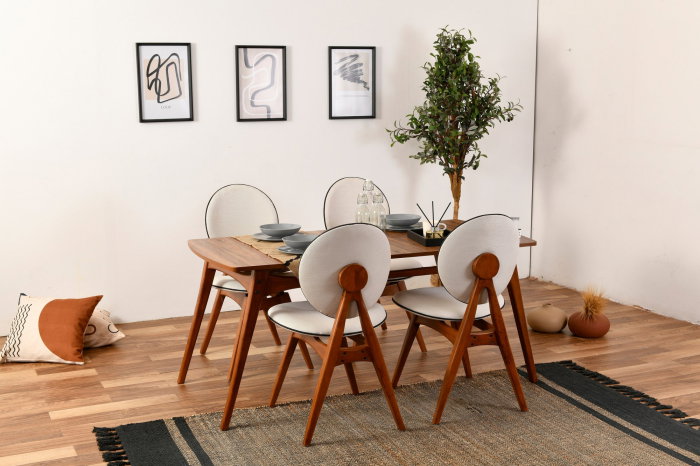 Set masa si scaune TOUCH WOODEN, 5 piese, 160x80x75 cm [2]